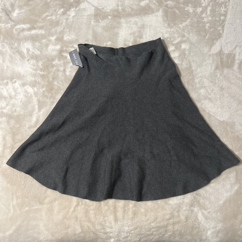 NWT Wet Seal Women's Flared A-Line Knit Skirt Charcoal Heather Size M/L